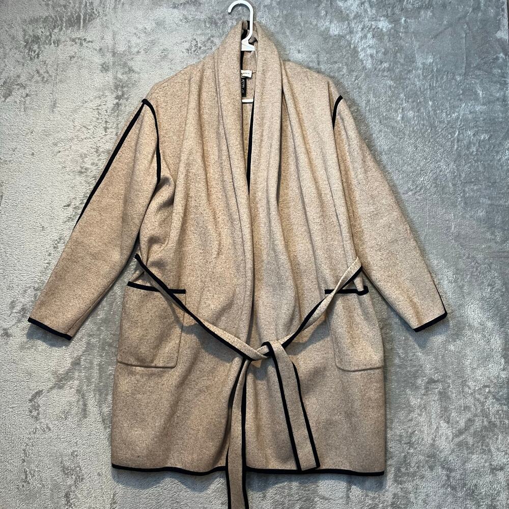 White + Warren Shawl Collar Sweater Coat Large Modern Timeless Chic Effortless
